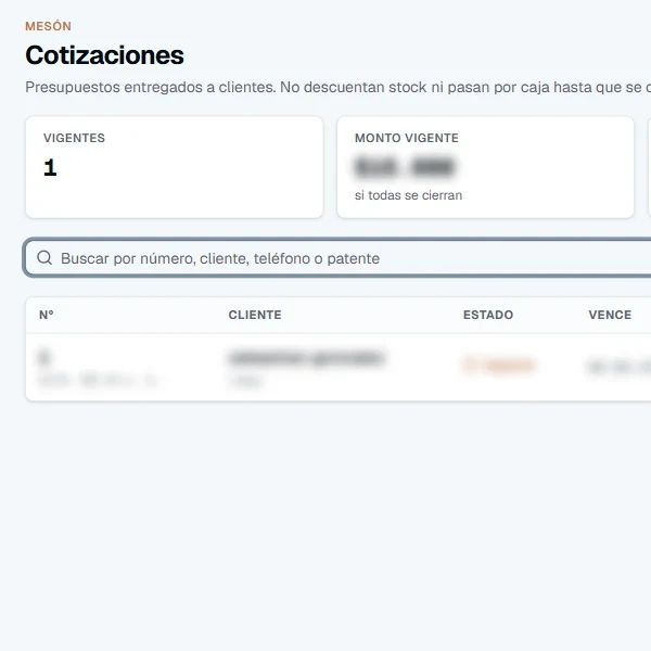 Pantalla real: cotizaciones